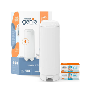 Diaper Genie Signature Gift Set | Includes Easy Roll Refill with 48 Bags | Holds Up to 2256 Newborn Diapers, Plastic