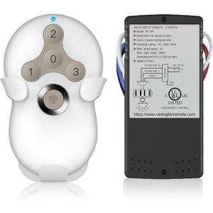 Universal Ceiling Fan Remote Control Kit, Compatible with Hunter, Harbor Breeze Hampton Bay, 3-Speed Control Fans with Dimmer, Remote Works with Hunter 99122 99123 99600