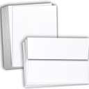 Hamilco White Linen Cards and Envelopes - Flat 5" x 7" Cardstock Paper 80lb Cover 50 Pack