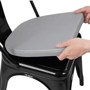 SINOSSO Modern Faux Leather 14" Metal Chair Cushion, Leathaire Magnetic Chair Pad for Dining Kitchen Cafe Bistro Stackable Chair (U-Shape, Dark Gray, 1)