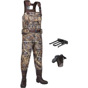 HISEA Hunting Waders, Neoprene Chest Waders for Men with 800G Insulated Boots Waterproof Neoprene Bootfoot Waders (M6/W8, Next Camo Evo(s))