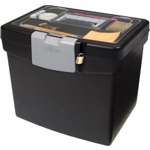 Storex 61504B02C Portable File Box with XL Lid, 11 x 13-1/2 x 11 Inches, Black