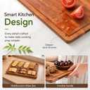 Bamboo Cutting Board for Kitchen, 3-Piece Wooden Cutting Board Set with Deep Juice Grooves, Side Handles, Non-Slip Mats, Reversible Chopping Boards for Meat, Veggies, Fruit, Cheese Serving