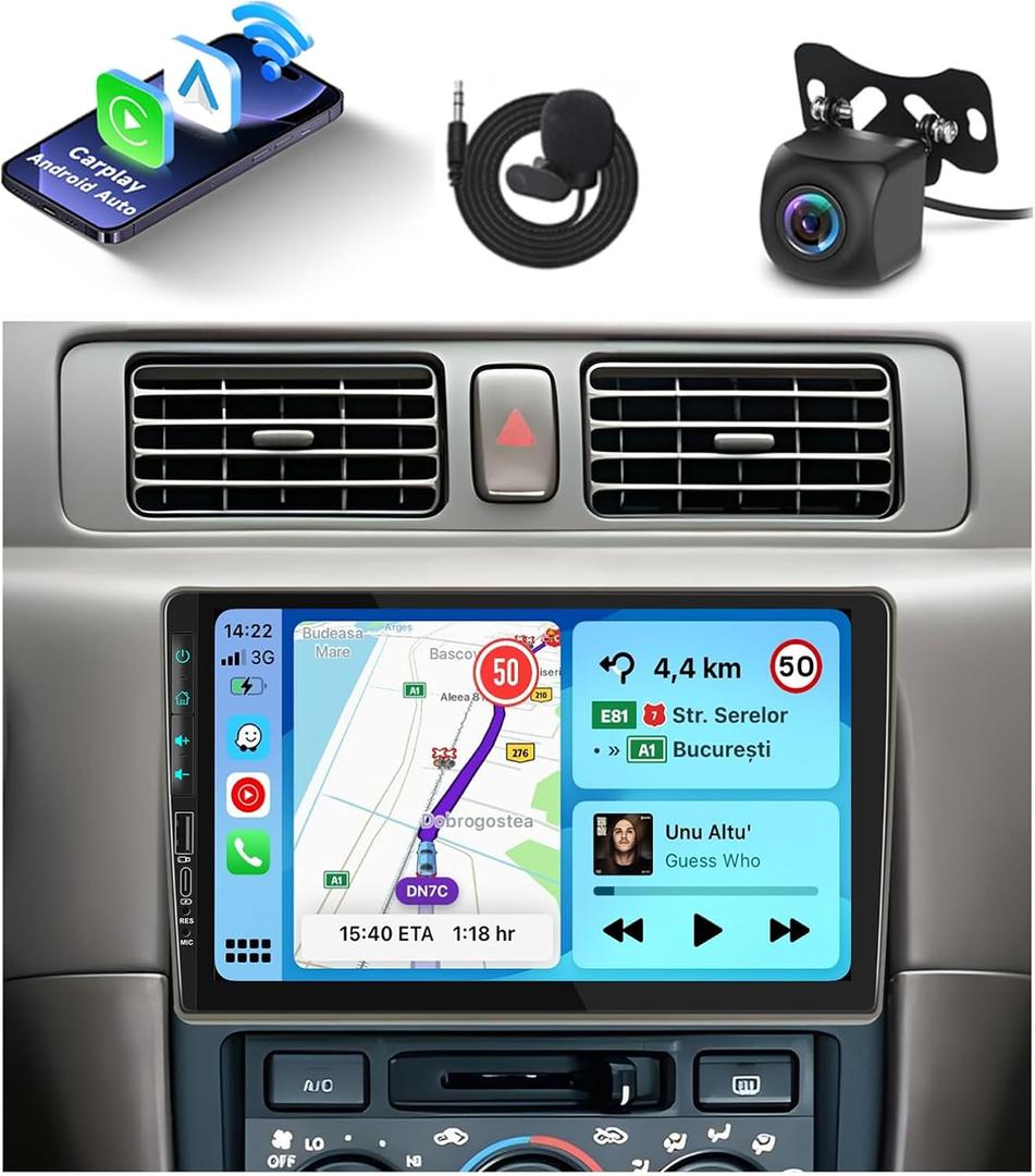 Type-C&USB 2G 64G Radio for Toyota Camry 1997-2003 Car Stereo with Wireless Carplay Android Auto,9inch 1080P HD IPS Touch Screen,Bluetooth,GPS 16EQ 28UIs WiFi SWC MirrorLink AHD Backup Camera
