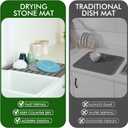 Oxydrily Stone Dish Drying Mat for Kitchen Counter,Large Dark Gray Foldable Diatomaceous Earth Dish Drying Mat,Quick-Dry Absorbent Bath & Countertop Stone Dishes Mats for Dishes Bottles Cups 23"x15.3"