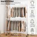 BATHWA Clothes Racks for Hanging Clothes, 25 mm tube Heavy Duty 47.3" W x 17.7" D x 80.7" H Large Wardrobe Rack with Shelves & Wheels Rolling Metal Commercial Multifuctional, White