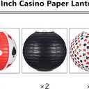 Mudder 6 Pcs Casino Party Decoration Black Red Paper Lanterns 10 Inch Poker Night Party Decorations Casino Hanging Lanterns