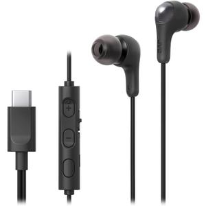 JVC Gumy Connect USB-C Wired Earbuds Headphones, Delay-Free for Videos and Gaming, Built-in DAC Reduces Noise and Improves Sound Quality, 9.2 mm Diameter Neodymium Drivers - HAFR9UCB (Black)