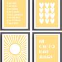 I am Kind Brave Smart Affirmations Yellow Sun Sunshine Hearts Poster Prints for Girls Kids Room Playroom Decor,Girl Nursery Decorations Prints Wall Art Unframed 4pcs 8x10inches,Girls Kids Gifts