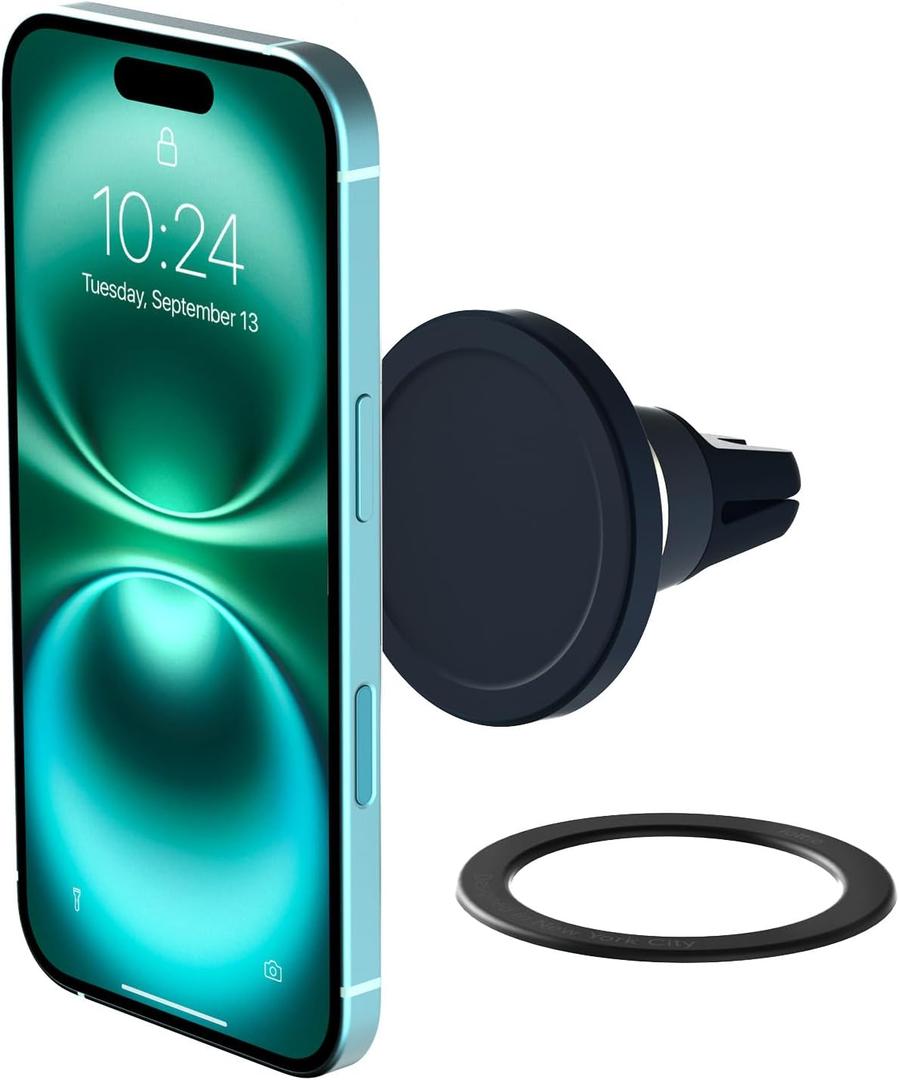 iOttie Velox MagSafe Compatible Air Vent Car Phone Holder. Unversal Magnetic Car Phone Mount for iPhone 12/13/14/15/16 Series & Android Phones via Included Magnetic Ring Adapter (Midnight Blue)