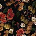 Vintage Dark Black Red Brown Floral Leaf Flowers Peel and Stick Wallpaper Contact Paper Vinyl Stick on Wall Paper for Bedroom Bathroom Kitchen Cabinet Renter Friendly (17.7" x 118")