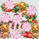 2 x 9 Pcs Christmas Balloons Gingerbread Balloons Pink Candy Cane Balloon for Holiday Birthday Baby Shower Christmas Gingerbread Party Decorations