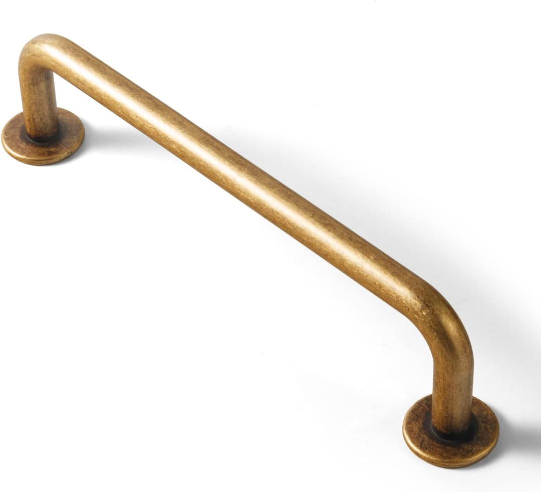 Goo-Ki 6 Pack Antique Brass Cabinet Pulls Zinc Alloy Hardware for Drawer Kitchen Cupboard - 5.04" c-c Vintage Bronze Bar Pull Retro Brass Handles