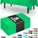 Pureegg Plastic Table Cloth Disposable 8 Pack, 54 x 108 Inch Table Cloths, St Patricks Day, Christmas Decorations, Tablecloths, Rectangle, Forest, Emerald, Plastic Cover, Leakproof & Sturdy, Green