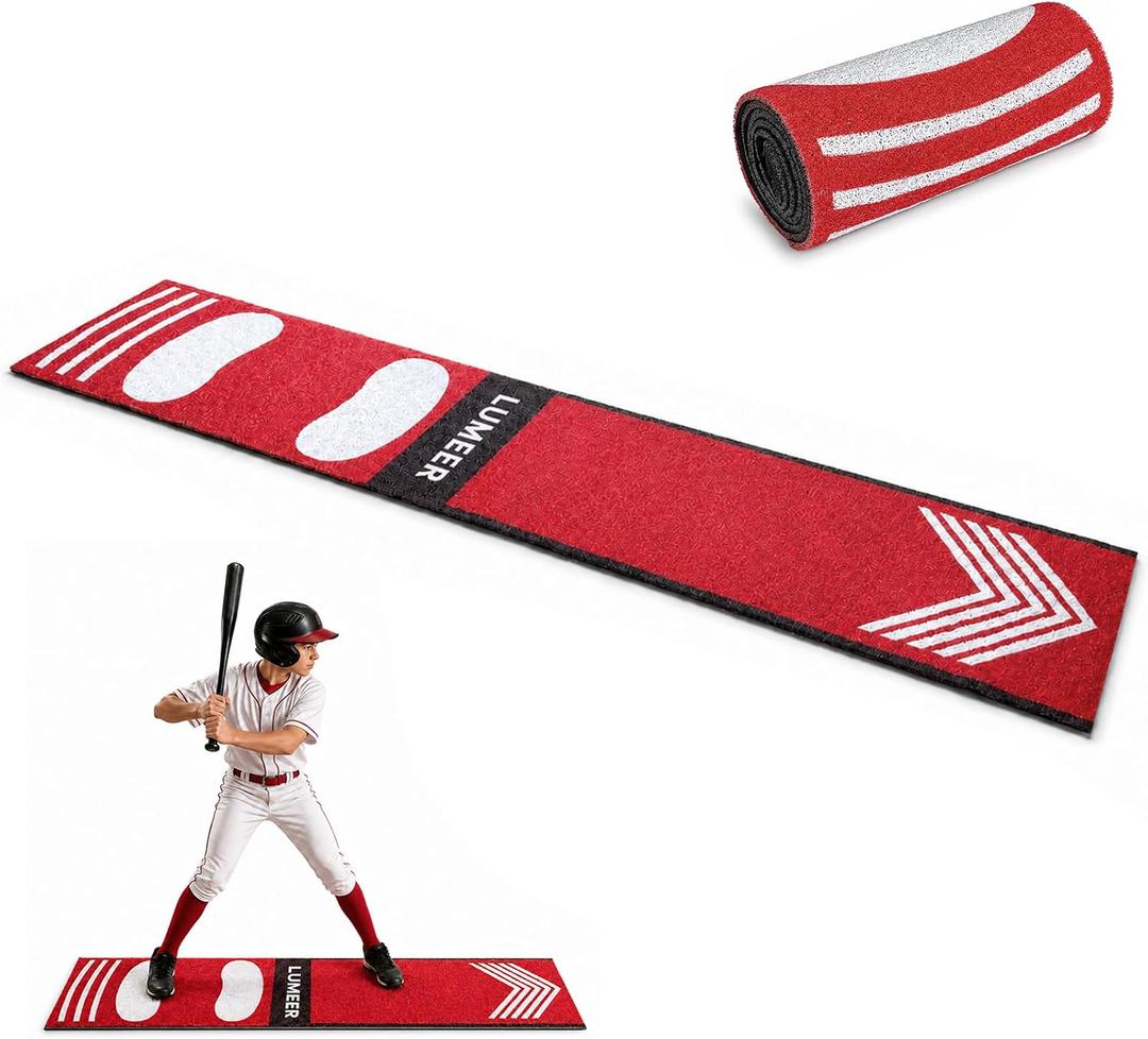 Trainer Mat Baseball, 54x12 Inch Pitching & Throwing Training Mat for Stride & Stance Practice, Wear Resistant Non-Slip, Portable Indoor/Outdoor Auxiliary Tool for Youth Beginners