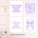 2 x FGFK Coquette Bow Floral Christian Wall Art Prints Set of 4, Lamentations 3:23 Psalm 16:11 Ps.27:1 Bible Verses Posters Pictures Wall Decor for Girls Room Home Dorm Apartment, 8x10 Unframed - Purple