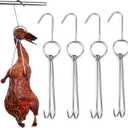 NUOMI 4 Pcs Stainless Steel Meat Hooks with Double Hook Poultry Roast Duck Bacon Hanging Hook Grill Hanger for Drying, Cooking, BBQ, M-11.5 ,Cooking Utensils, Namely, Grills