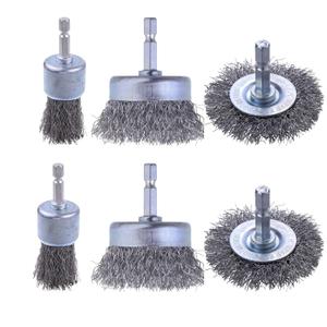 Rocaris 6 Pack Carbon Steel Wire Wheel and Pen Brush Set with 1/4-Inch Hex Shank for Rust Removal, Corrosion and Scrub Surfaces
