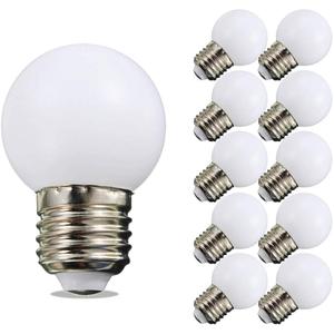Night Light Bulb 1 Watt LED Low Watt Bulbs E26 E27 Standard Base Daylight White 6000K Not Dimmable G45 Energy Saving Light Bulbs 10W Equivalent for Home Bedroom Courtyard Garden 10Pack