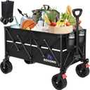 ROSONG Collapsible Wagon Cart with Wheels Foldable - Folding Utility Heavy Duty Wagons Carts for Grocery Sports Garden Shopping Camping Wheelbarrows (Black, 150L)