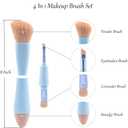 4-in-1 Makeup Brush, Makeup Sponge, Blush Blending, Eyeshadow, Eyebrow & Liner Lip Face Foundation All-in-One Brushes Travel Makeup Brush Set Mini Makeup Tools Kit, Cosmetics Gift for Women