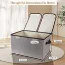 Foldable Fabric Storage Box with Double-Lid & Dividers, Large Organizer for Home, Closet, Office (Grey, 2 Packs)