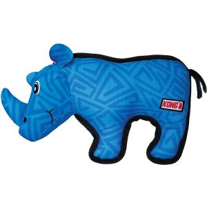 KONG Ballistic Rhino Squeaky Dog Plush Toy, Blue, Medium/Large