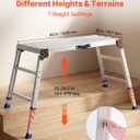 VEVOR Folding Work Platform, Adjustable Height 23-34.5 in, 40 x 18 in Aluminum Step Stool, 500 lbs Load Capacity, Heavy Duty Non-Slip Platform Ladder, Portable Work Bench for Painting, Maintenance