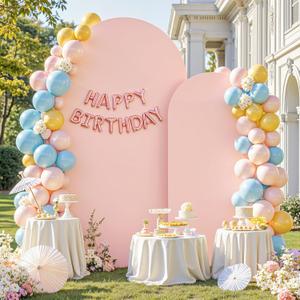 Dusty Rose Arch Cover 2 Set-7.2 and 6ft Dusty Pink Arch Backdrop Cover Spandex Wedding Arch Stand Covers for Baby Shower Girls Birthday Party Bridal Shower Wedding Photo Balloon Arches Background
