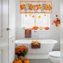 Window Valance Rod Pocket Panel for Kitchen Bedroom Windows Thanksgiving Maple Leaf Fall Pumpkin Harvest Valances Short Curtain Bathroom Treatment Drapes Vintage Wood Board Orange Buffalo Check (54"W x 18"L (Pack of 1))