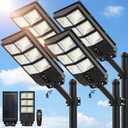 Sunwish Solar Street Lights Outdoor, Wide Angle Solar Lights Outdoor Flood Lights Motion Sensor Dusk to Dawn Remote Control Waterproof IP66, Parking Lot Lights Commercial for Yard(4 Packs)