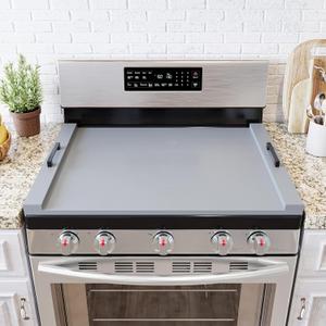 SpaceAid Noodle Board Stove Kitchen Cover with Handles, Top Covers for Gas Burners and Electric Stove, Oven Decor Accessories Wood Tray for Countertop, Gray Bamboo