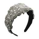 Baroque Crystal Flower Headband for Women Big Wide Chunky Rhinestone Bead Hairband Hairwear Jeweled Head Accessories (H1066-white)
