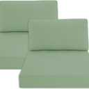 Patio Furniture Cushions Replacement Set of 2, Outdoor Deep Seat Couch Cushion and Backrest Pillow with Waterproof Removable Cover for Sectional Sofa Set, 25.6 x 25.6 Inch, Sage Green