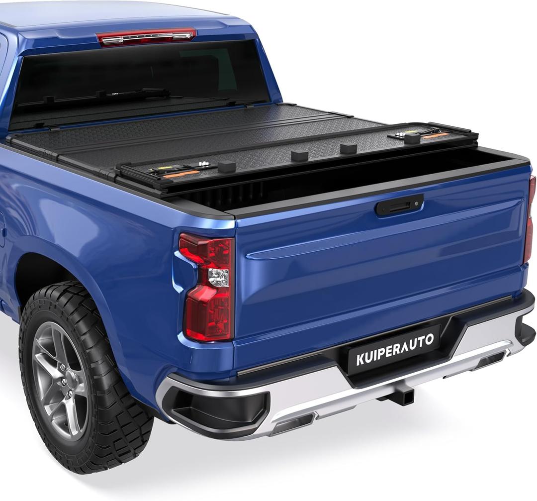 KUIPERAUTO Quad Hard Truck Bed Tonneau Cover Compatible for Chevrolet Silverado GMC Sierra 2007-2013 1500 Aluminum Bed (No Fit 2007 Classic) Fleetside - 5.8FT Short Bed (69.6 inch)