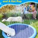 Peteast Splash Pad for Dogs & Kids - Anti-Slip Dog Pool for Large Dogs, 0.58 mm Thickened Durable Outdoor Water Play Mat, Summer Sprinkler Toy for Backyard (67in, Blue)