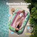 SLOOSH Inflatable Tanning Pool Lounger Float, 85" x 57" Extra Large Pool Floats Adult with Pillow, 4 in 1 Suntan Tub Raft Floatie,Sunbathing Bed Lounge for Water Blow Up Ball Pit, XL-Cyan Pink