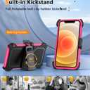 FNTCASE for iPhone 12 Magnet Case: Magnetic Dual Layer Protective Cell Phone Cover with Belt-Clip Holster | Military Grade Drop Proof Protection Durable Non Slip Textured Back Phonecase (Hot Pink)