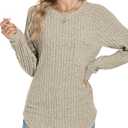 Motarto Lightweight Sweaters for Women Tunic Ribbed Tops Pull Over Casual Long Sleeve Shirts Plus Size Top for Daily Wear (Large, Khaki)