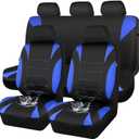 CAR PASS Neoprene Wetsuit Seat Covers, Waterproof Car Seat Covers Full Sets with 5mm Composite EVA, Universal Fit for Car Sedan, SUV Trucks Anti Slip with Airbag Compatible(Black Blue