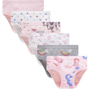 Family Feeling Little Girl Underwear Toddler Panties Big Kids Undies Soft 100% Cotton (12, 6 Pack-a)
