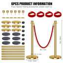 kaiyomi 6Pcs Stanchions with Red Velvet Ropes Set, 5 Feet Velvet Ropes and Posts Poles for Red Carpet Party Decoration and 360° Photo Booth (Golden)