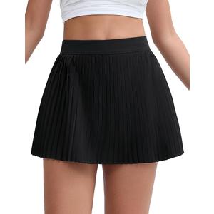 THE GYM PEOPLE Girls' Pleated Tennis Skirts 2 in 1 Kids Athletic Running Golf Skorts with Shorts Pockets Black, XS 