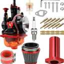 PWK28 Carburetor Intake Pipe Air Filter Kit  Performance Parts for Predator 212cc 196cc 200cc 6.5hp Engines  Ideal for Coleman CT200U BT200X KT196 Baja Warrior Mb200 Gx160 Mini Bike Go Kar (Red)