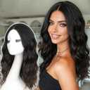 Aisi Hair 18 inch Auburn Highlight Black Wig for Women Medium Length Wave Curly Glueless Synthetic Heat Resistant Hair Wigs for Daily Party Cosplay