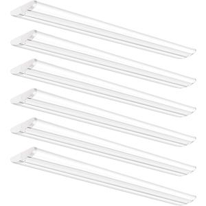 ANTLUX Ultra Slim 4FT LED Wraparound Light, 50W 4 Foot Shop Lights for Garage, No Glare, 5600LM, 6000K, Compact Flush Mount Ceiling Fixtures for Kitchen Workshop, Fluorescent Tube Replacement, 6 Pack (Frosted Diffuser)