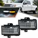 2Pcs Sequential LED Side Mirror Marker Light for Ford F150 2015-2023, F250 F350 F450 F550 Super Duty 2017-2023 Amber Dynamic Blinker Indicator Turn Signal Light White Driving/Running Light Clear Lens