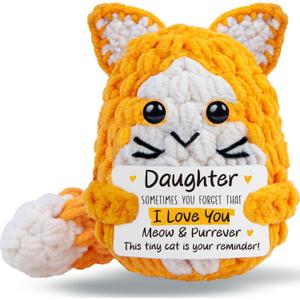 Daughter Gifts from Mom Dad,Handmade Crochet Cat Birthday Gift for Teens Kids Daughter in Law Bonus Step,for Graduation, Mini Cats Present for Daughter Adult Teen