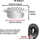4inch Round Shiny Silver Paint Cement Wall Pipe Vent Cover - Weatherproof Exterior Vent Cap, Insect-Proof Ventilation Cover for Industrial Style Flat Ducting Air Vent with Fly Screen Mesh
