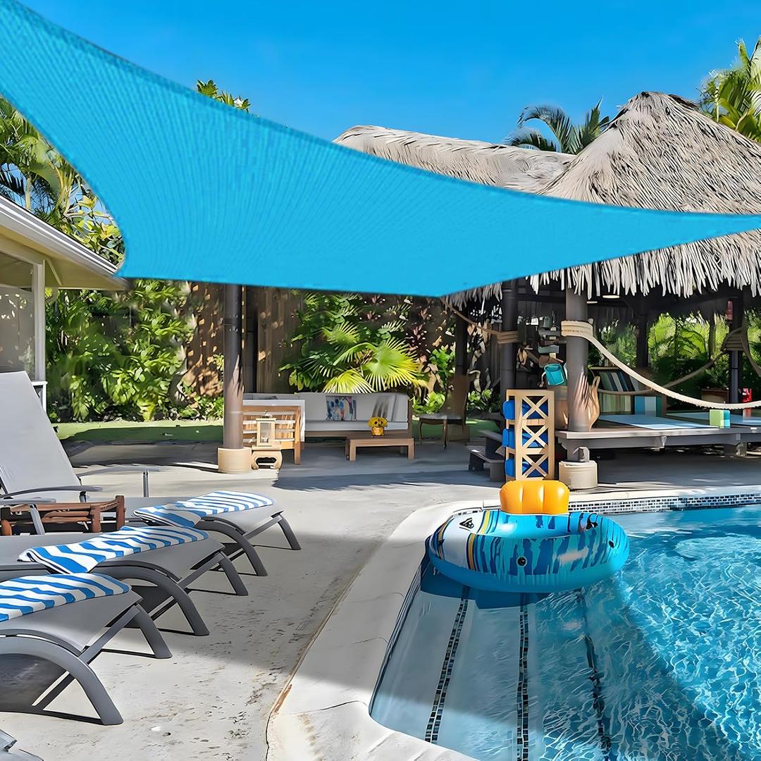 COOLBOYS 20' x 20' Sun Shade Sail Rectangle Turquoise Blue UV Block Outdoor Shade Canopy Sunshade for Patio Lawn Garden Carport Backyard Deck Pergola